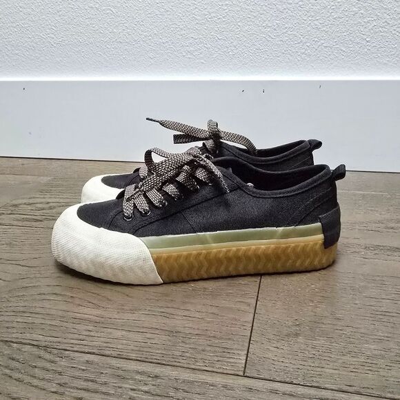 Zara Toecap Contrast Chunky Low Profile Gum Sole Trainers in Black - Picture 4 of 13
